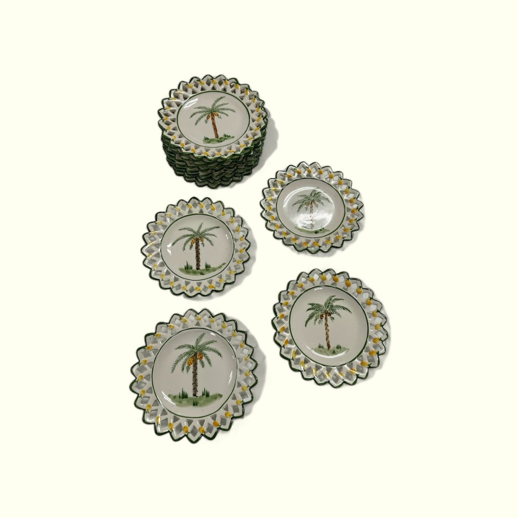 Plate Lattice Edge Palm set of 12, 7.25” - HD Marigold
