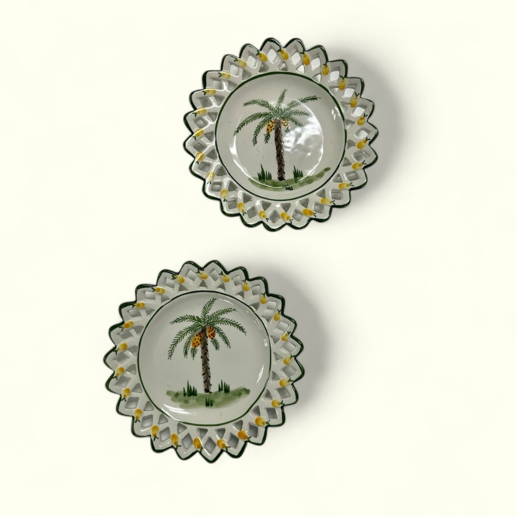 Plate Lattice Edge Palm set of 12, 7.25” - HD Marigold